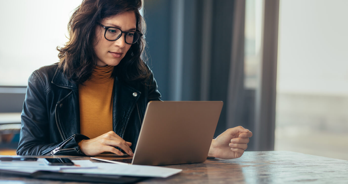 woman working at laptop