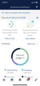 A screenshot of BBVA's Bconomy financial health score.