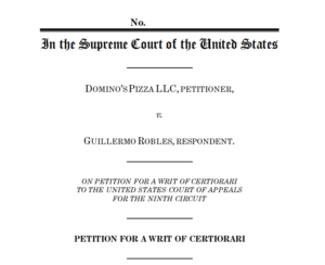 Cover page of Domino's petition to the Supreme Court