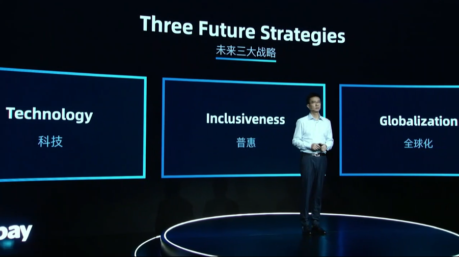 3 key words for Ant Group's strategy: technology, inclusiveness, and globalization. Ant foresees a future in building and operating platform business models