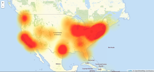 Level 3 outage map from 2016 DYN DDoS Attack