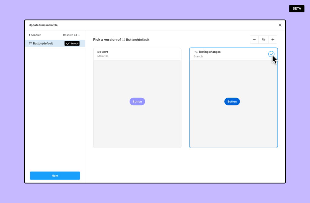 Two versions of a button in Figma