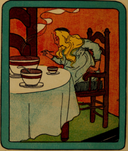 An image of Goldilocks eating porridge, scanned by the Internet Archive