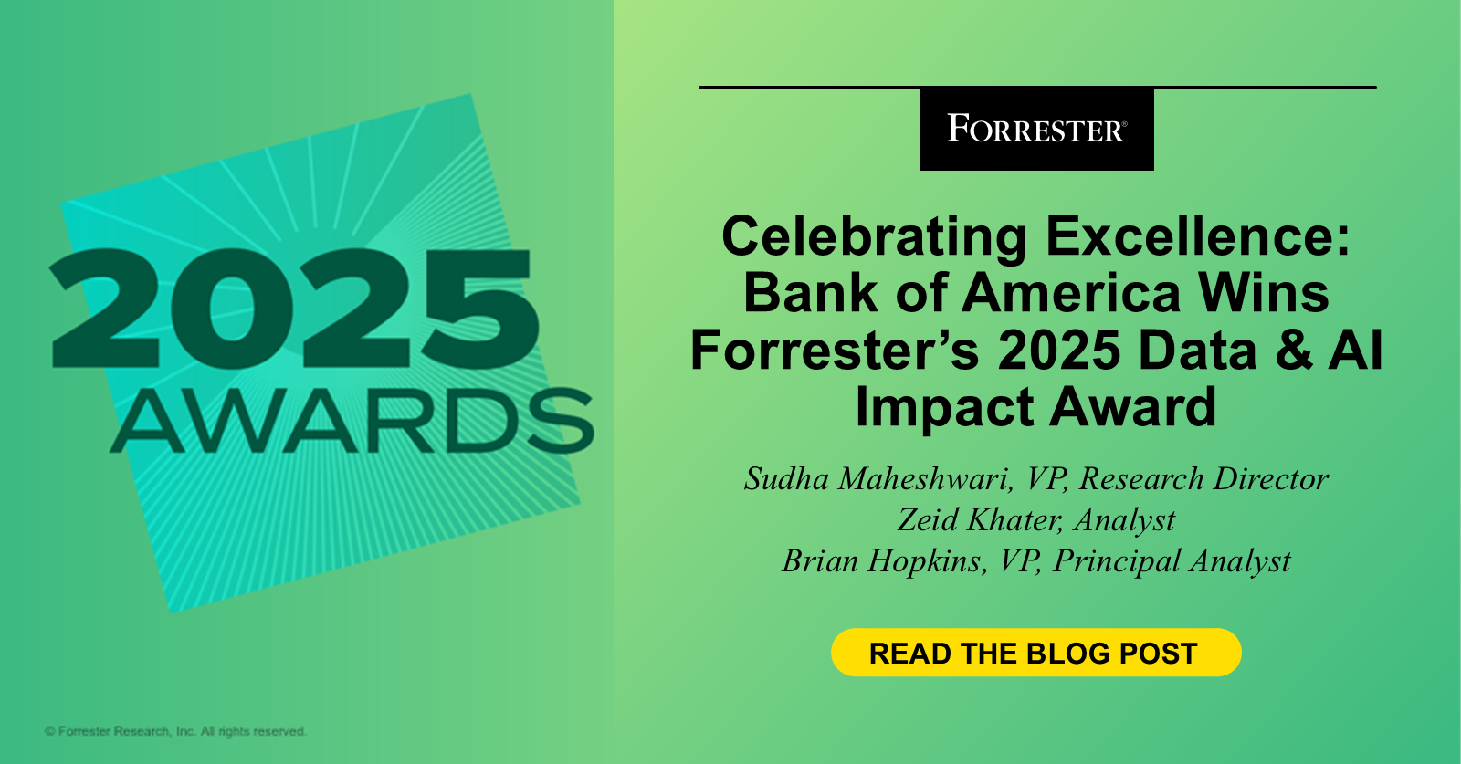Celebrating Excellence: Bank Of America Wins Forrester’s 2025 Data & AI Impact Award