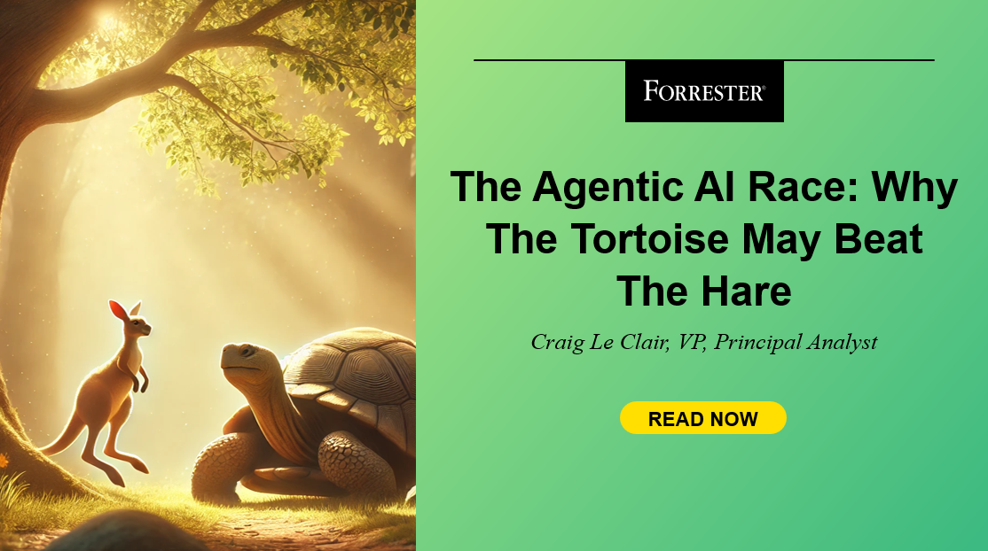 The original headline is: "Forrester: A deliberate approach to agentic AI may outperform rushed SaaS agent deployment"