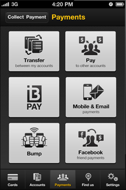 The payments screen of Commonwealth Bank's Kaching iPhone app